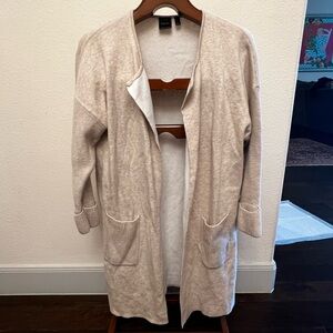 Cream Open Long Cardigan